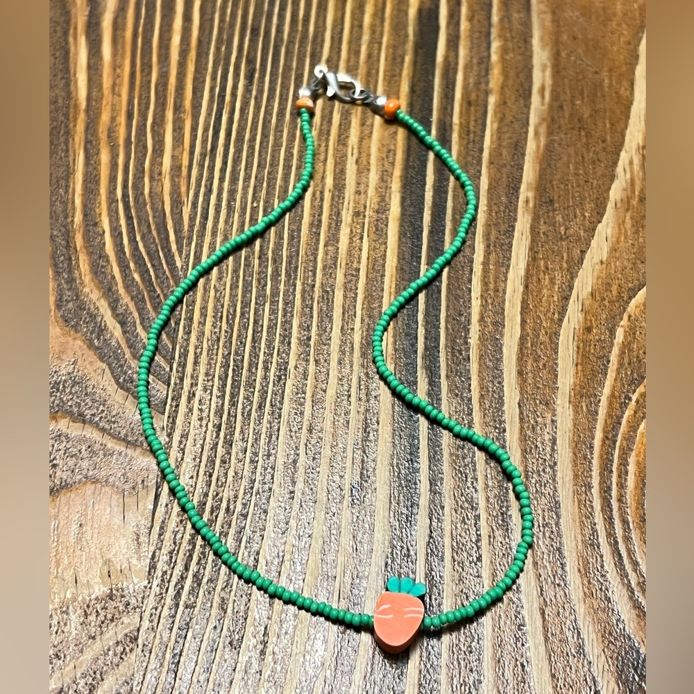 Handmade Beaded Carrot Necklace
